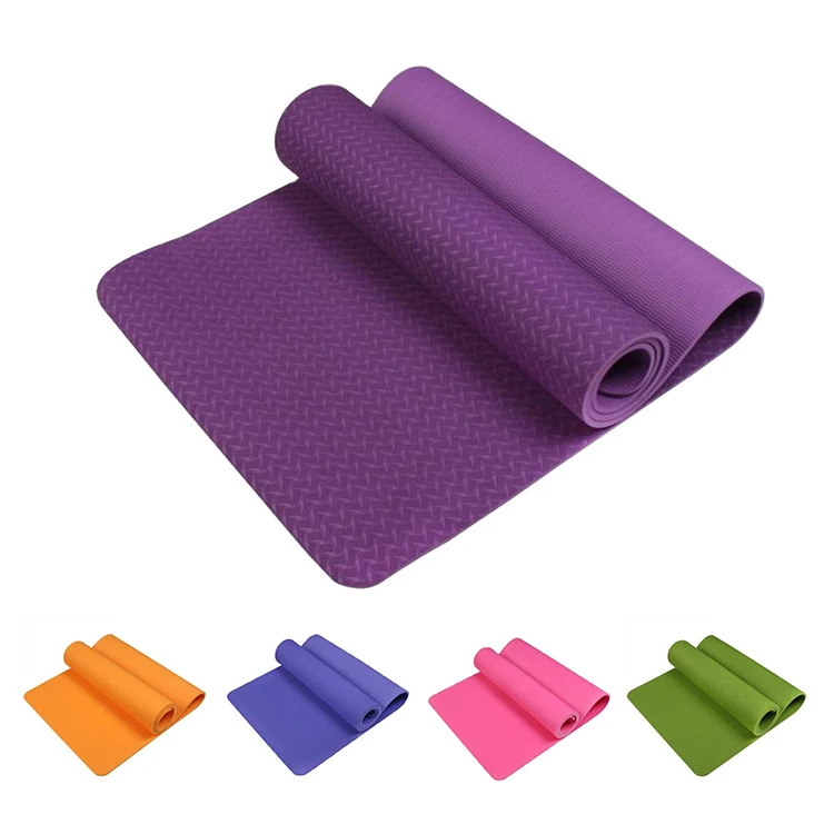 

Custom Eco Friendly 6mm Thick Exercise Gym Mat Non Slip ECO Friendly Natural Rubber TPE Yoga Mats, Purple,dark blue,light green or customized