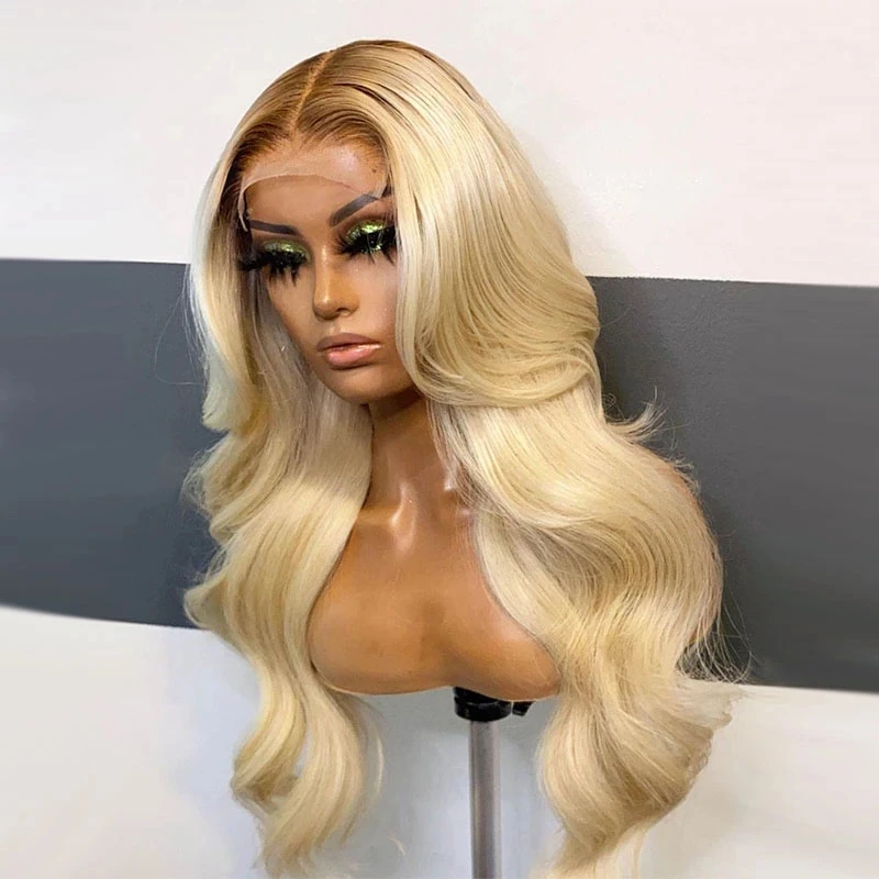 

Ombre 613 Blonde Body Wave Wig Transparent Lace Part Human Hair Wigs for Women Pre Plucked Brazilian Remy T4 613 Hair