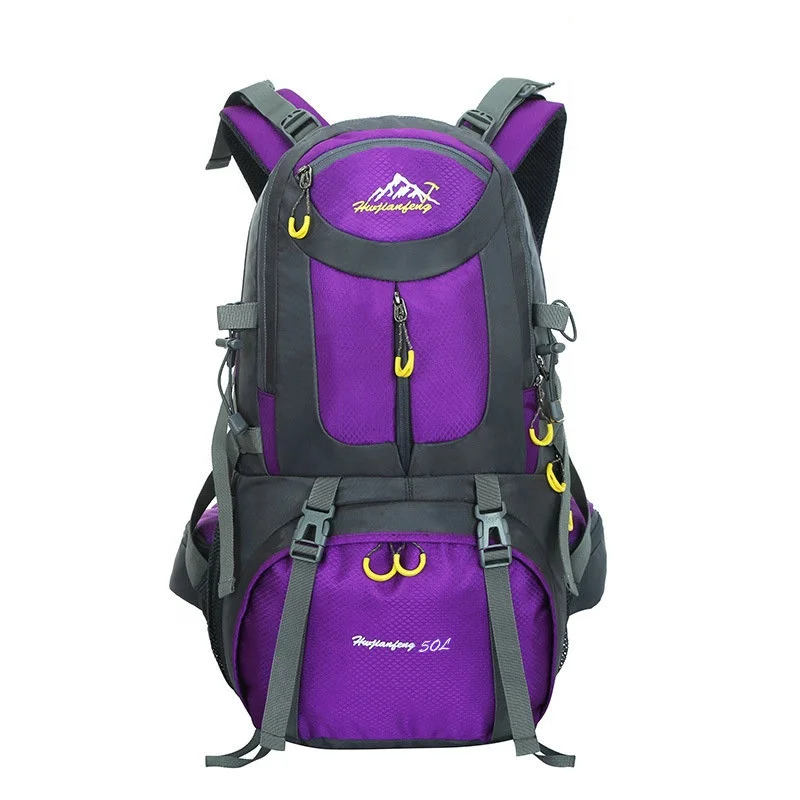 

Hot sale 50L hiking water repellency nylon breathable rucksack trekking camping bag, Customized