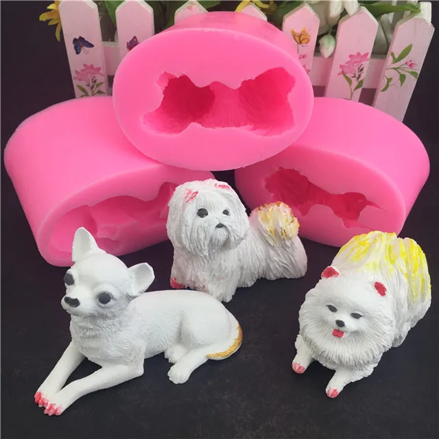 

Shih Tzu Chihuahua Pomeranian silicone 3D dog soap mold mousse cake mold, Random