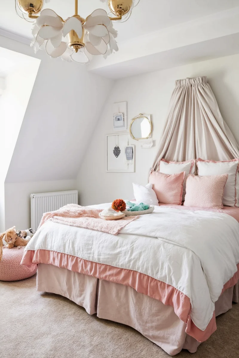 White storage bed with matching nightstand