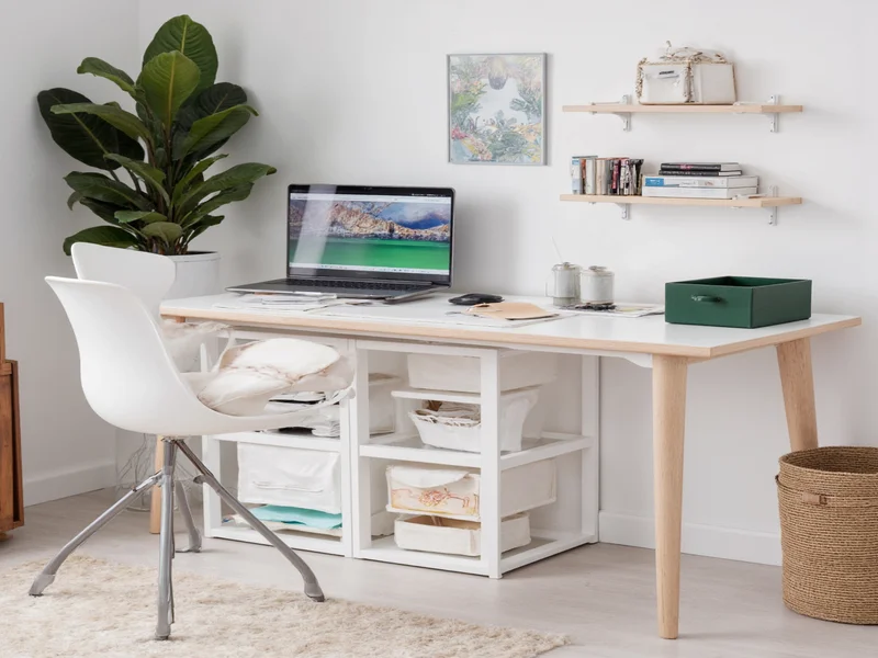 Modular desk organizer system made from Dollar Tree storage bins