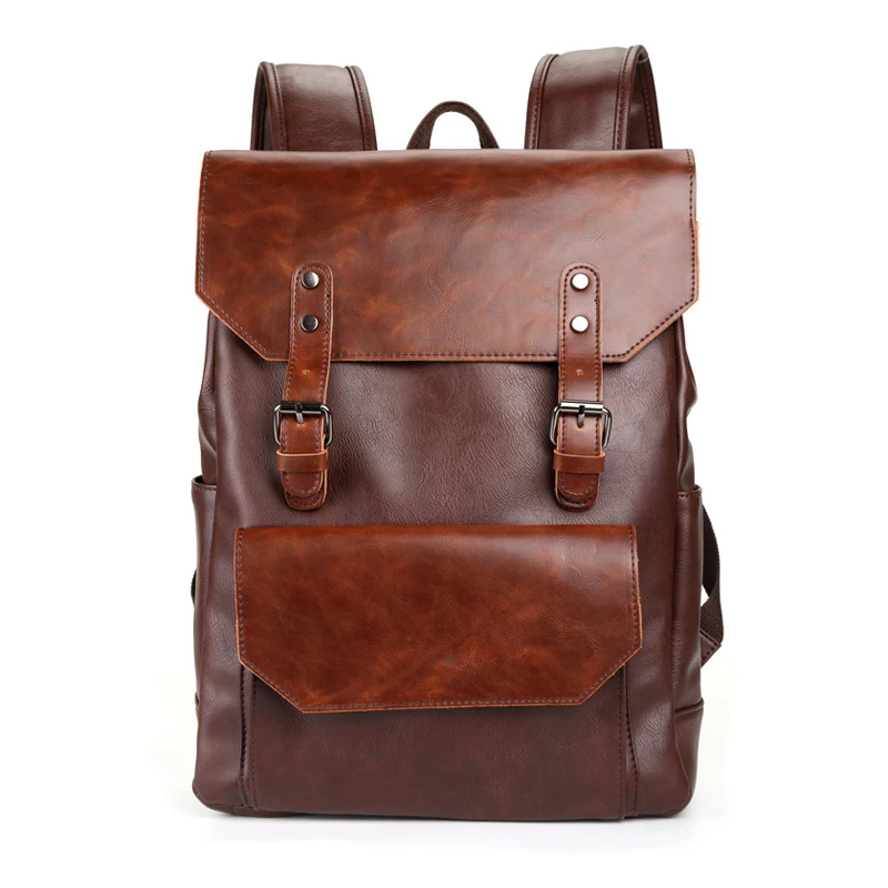 

Unisex Crazy Horse leather fashion trend large capacity simple travel laptop backpack