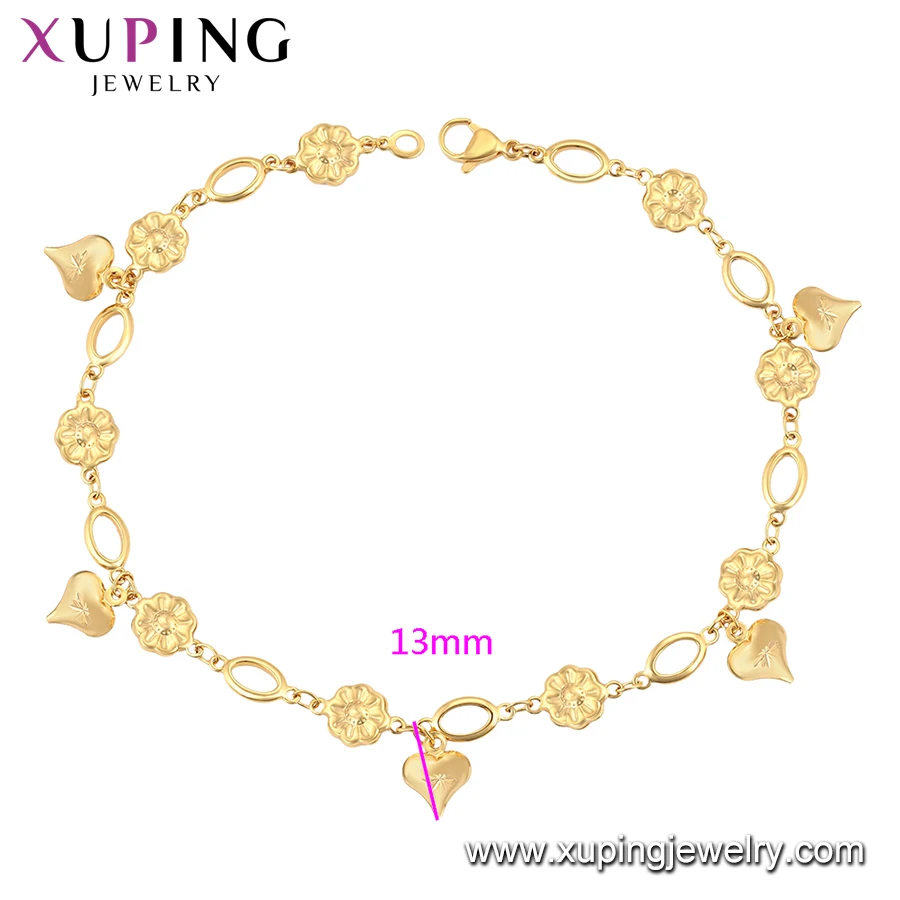 
76924 xuping 24K gold color copper body jewelry charm anklet for women 