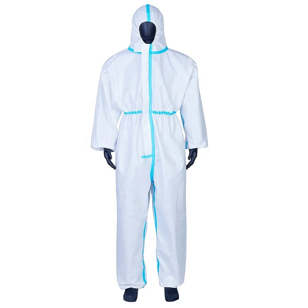 
Medical Protective Suit Disposable Protective Clothing Microporous with Blue Tape  (1600146323996)