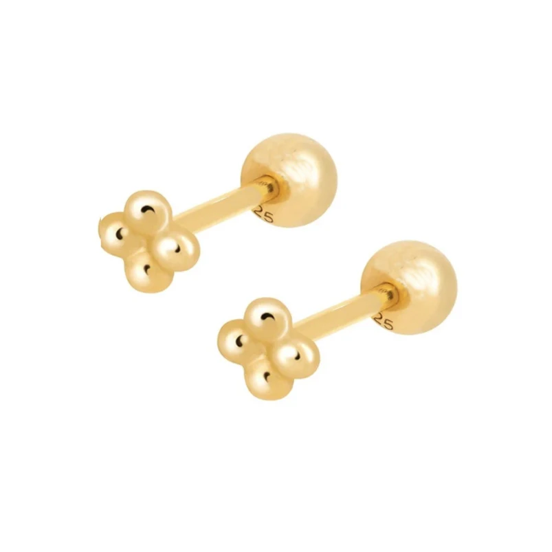 

Gemnel Fashion jewelry women round ball solid beaded stud piercing ball earrings 18ks