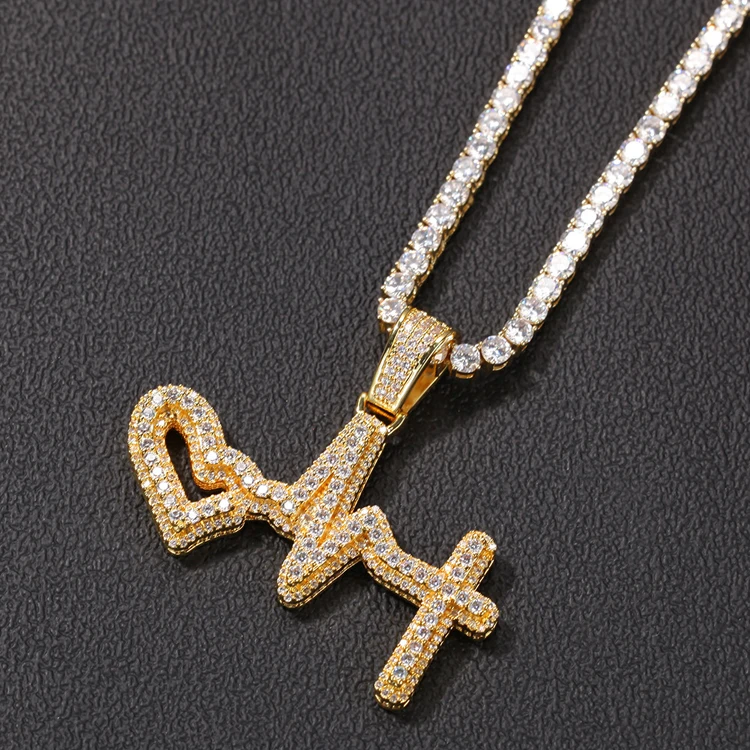 

Fashion Mens Pendant Initial Design Geometric Elements 3D ECG Hip Hop Cubic Zircon Jewelry Pendant