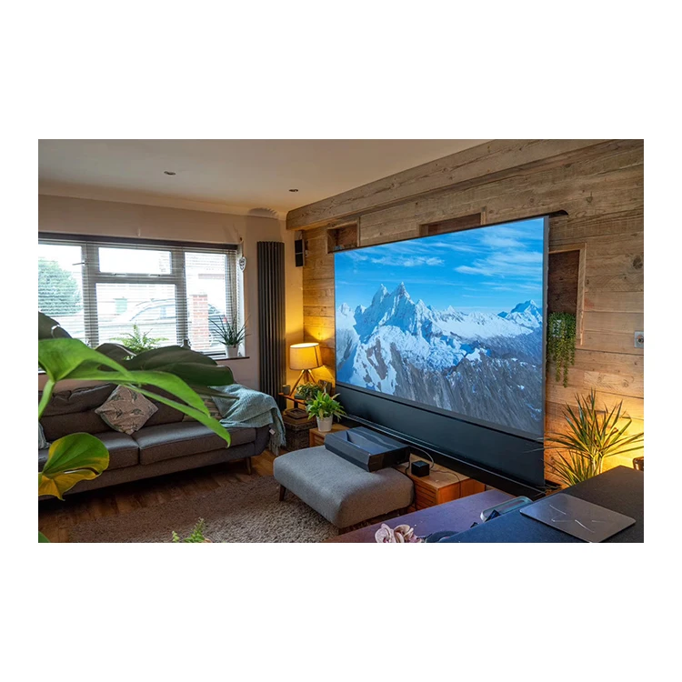 

Pro 84 inches Diag 16:9 HD/UHD/2K/4K/8K Motorized Floor Rising Wireless VIVIDSTORM Laser Projector Screen no light reflection