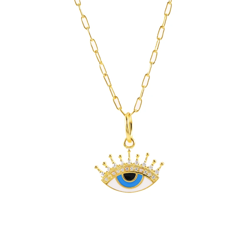 

CANNER Wholesale New Design Fashion S925 Silver Women Eye 18K Gold Pendant Necklaces Jewelry 2021