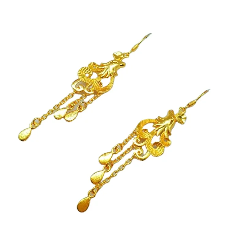 

Gold Plated Phoenix Tassel Earrings Exquisite Craftsmanship Gold Phoenix Earrings Ladies Jewelry