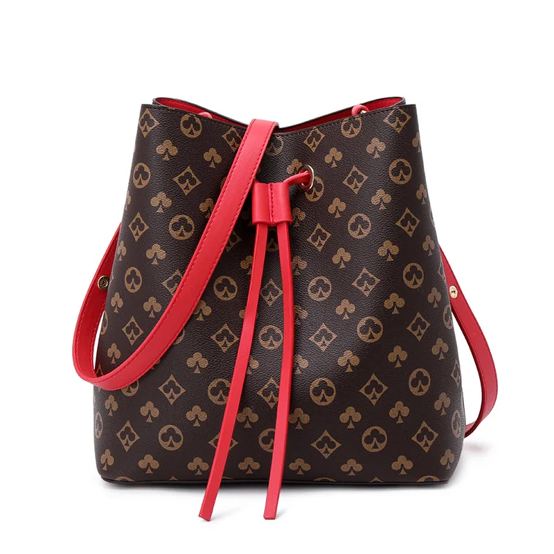 

Lady handbag fashion foreign style printing large capacity one shoulder Messenger Bucket Bag, Customizable