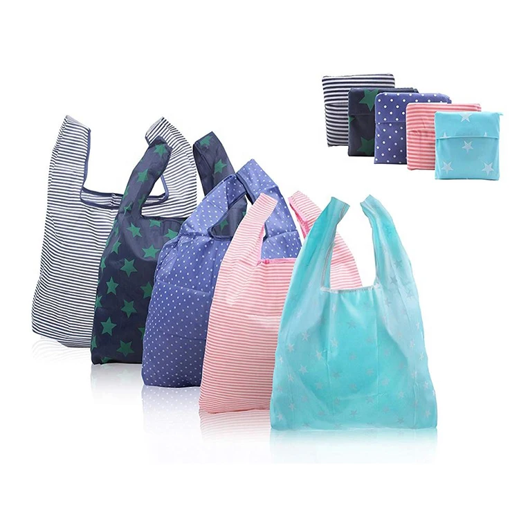 

Wholesale cute portable bag mini supermarket bag eco reusable foldable shopping bag