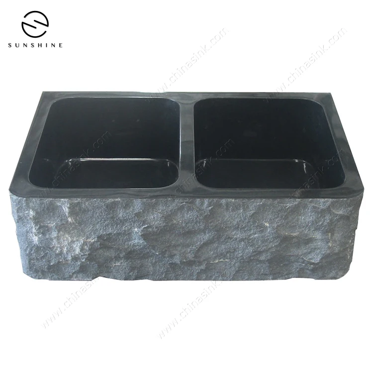 Natural China Shanxi Black Granite Stone Apron Single Bowl Kitchen Wash Sink