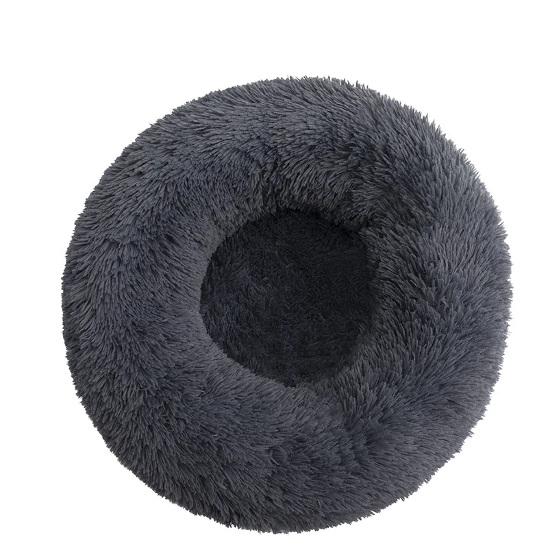 

40 cm eco-friendly in stock long plush round washable multi color luxury dog beds, As picture