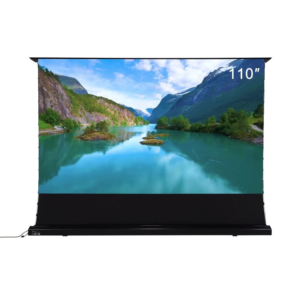 

Top Quality Portable matte white Electric floor rising screen  16:9 1.1 Gain HD ,4K video Indoor flat projection screen