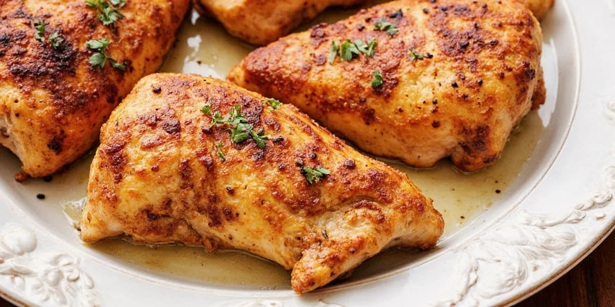 Close-up shot of chicken breast being smoked
