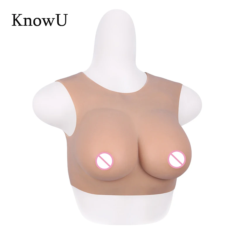 

KnowU Transgender Lightweight Low Neck False Breast Silicone Boobs Crossdresser Artificial Breast Form Low Neck, 6 color available