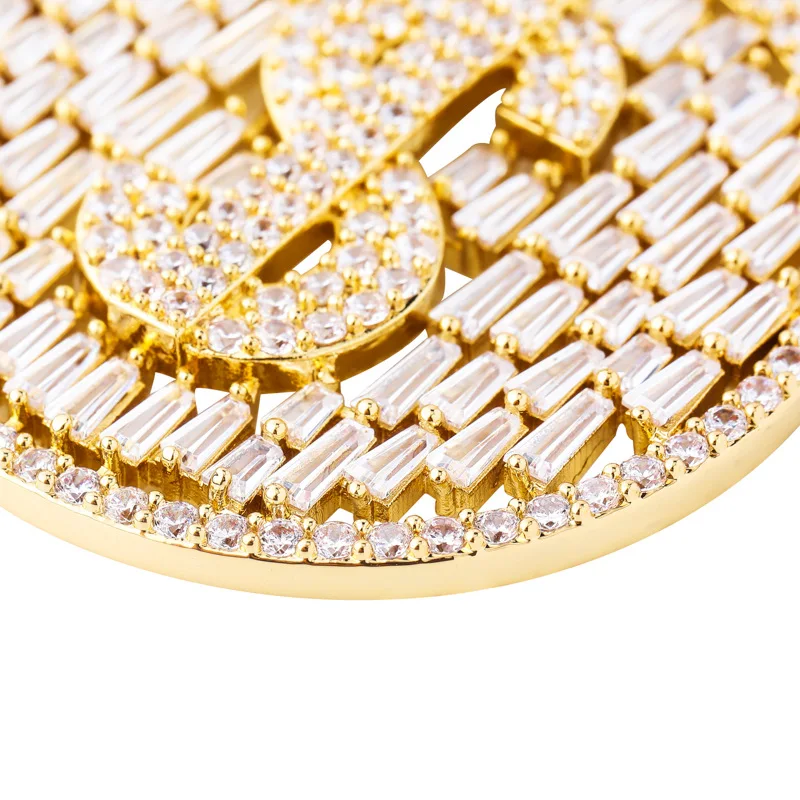 
Hip Hop Jewelry Full Iced Out Dollar Symbol Pendant AAA Cubic Zirconia Setting Round Dollar Pendant Necklace 