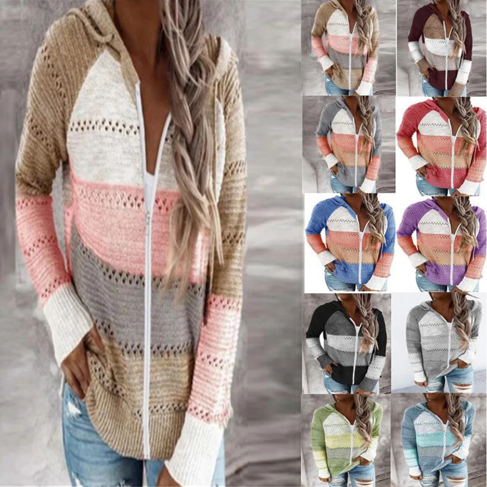 

Latest new design Fashion ladies Round collar striped knit sweater blouse loose large size women knitwear jumper
