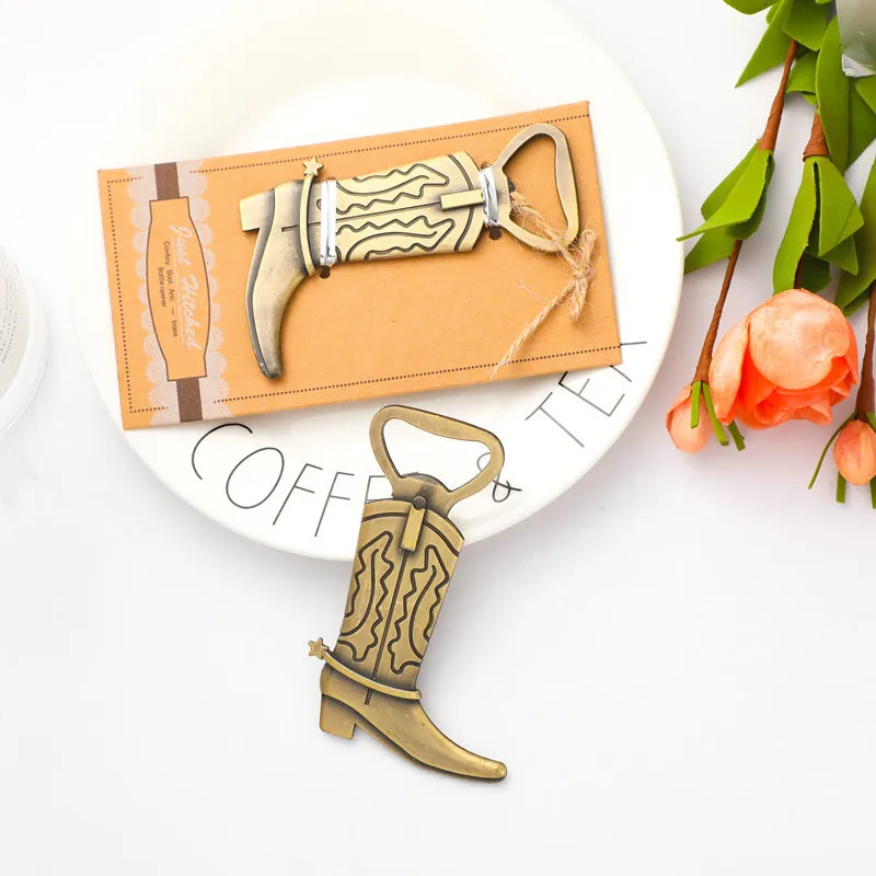 

Wedding Gifts Guests Favors Flat Cowboy Boot Zinc Alloy Antique Bottle Opener DH9484