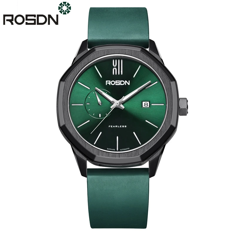 

Rosdn Custom Logo Octagonal Automatic Movement luxury Watch 10ATM Waterproof Anti-Sapphire Crystal Back Watches for Mens