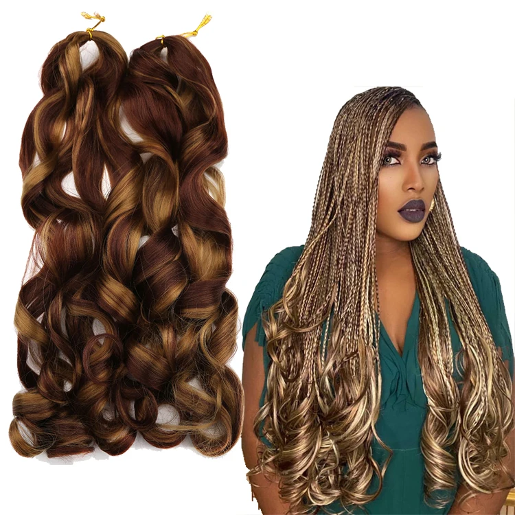

Jumbo French Synthetic Crochet Curly Hair Extensions Wholesale Extension Spiral Curl Hair Wavy Braiding Hair French Curly, Per color and 2 color more than 16 colors available