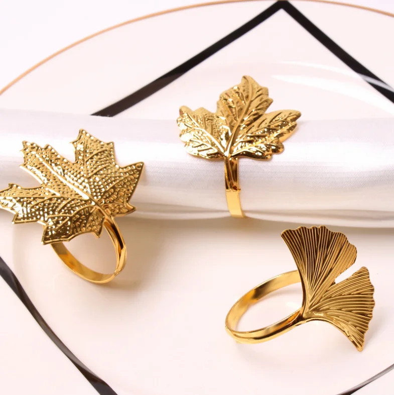 

Hot selling wholesale wedding hotel use gold luxury modern napkin buckle napkin rings