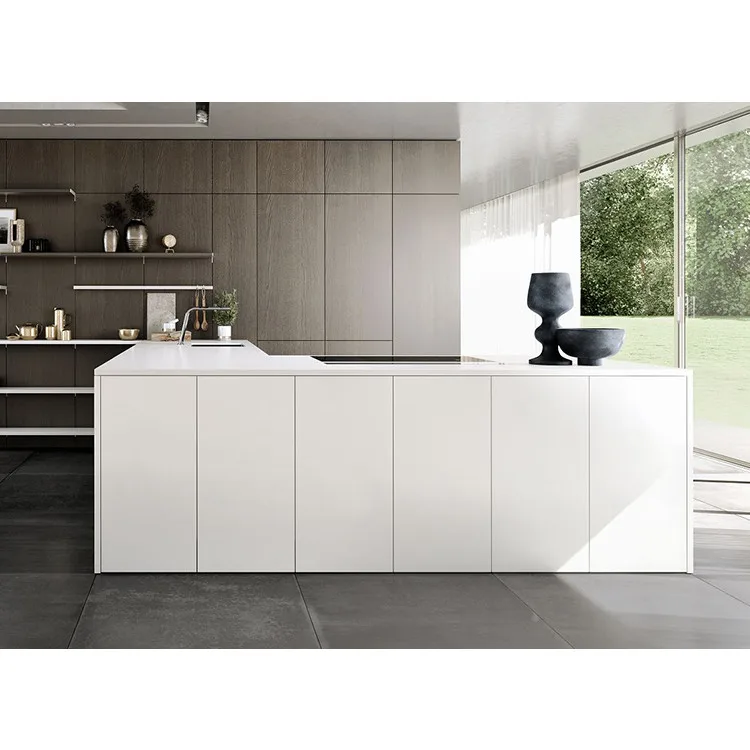 Factory Direct Modular Black Oak Veneer Door Skin Kitchen Model Cabinet Simple Design