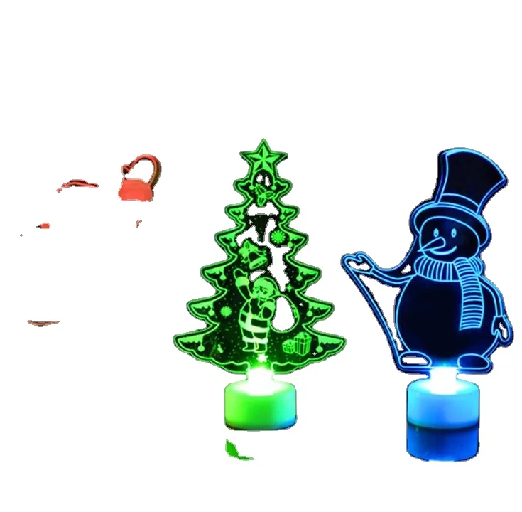 

Glowing colorful acrylic Christmas tree snowman Santa Claus gifts Xmas decoration products Party holiday Night light supplies, Clear