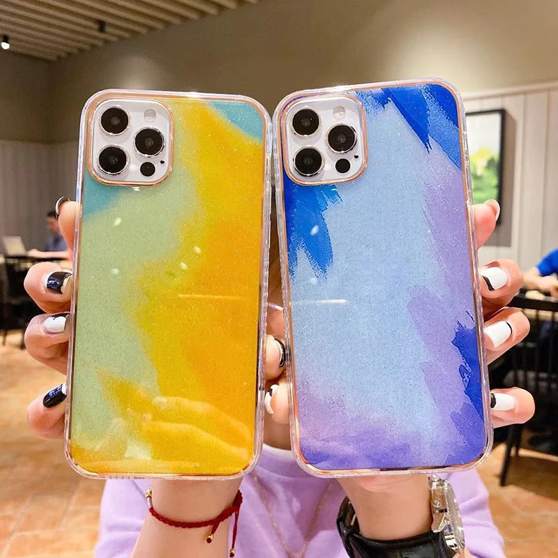 

2021 Wholesale Electroplated Neon Case Waterproof Transparent Soft Clear Cover Silicone Mobile Phone Case For Iphoned 13 12 Pro, 8 colors