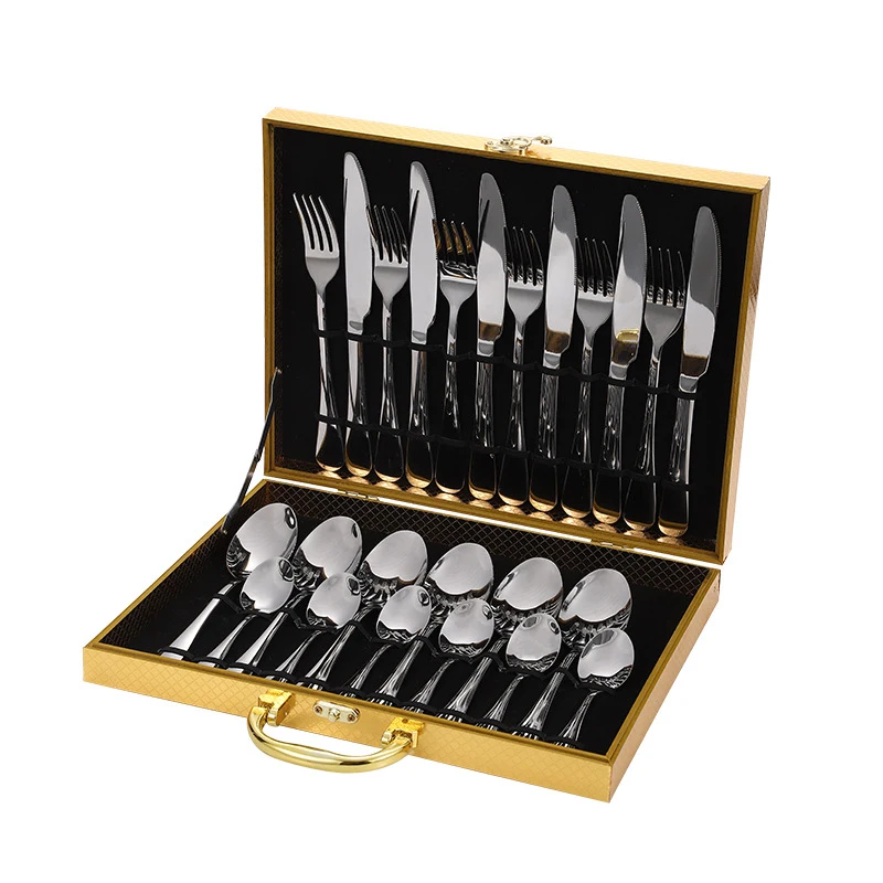 

Custom High Quality 24pcs Spoons Forks Knives Set Wedding Gold Flatware Cutlery Set Stainless Steel Dinner Set, Silver,black,gold,rose gold, colorful