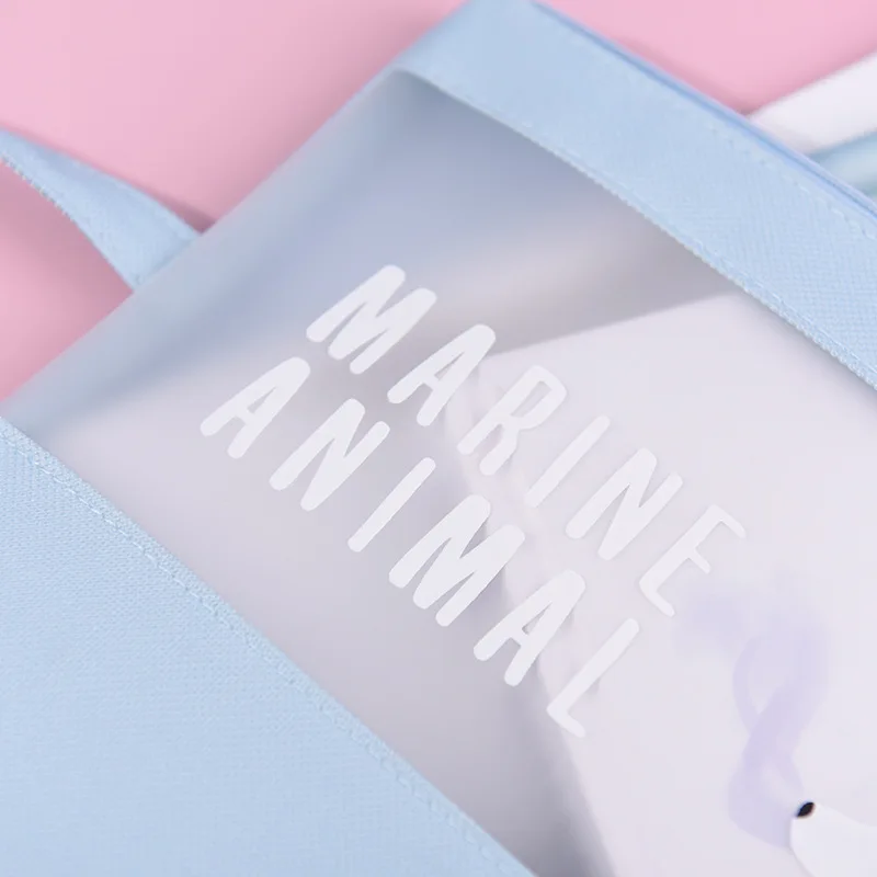 
Polyester A4 Document Bag TPU Translucent Zipper Stationery Pouch With Star Sequins Big A4 File Bag 