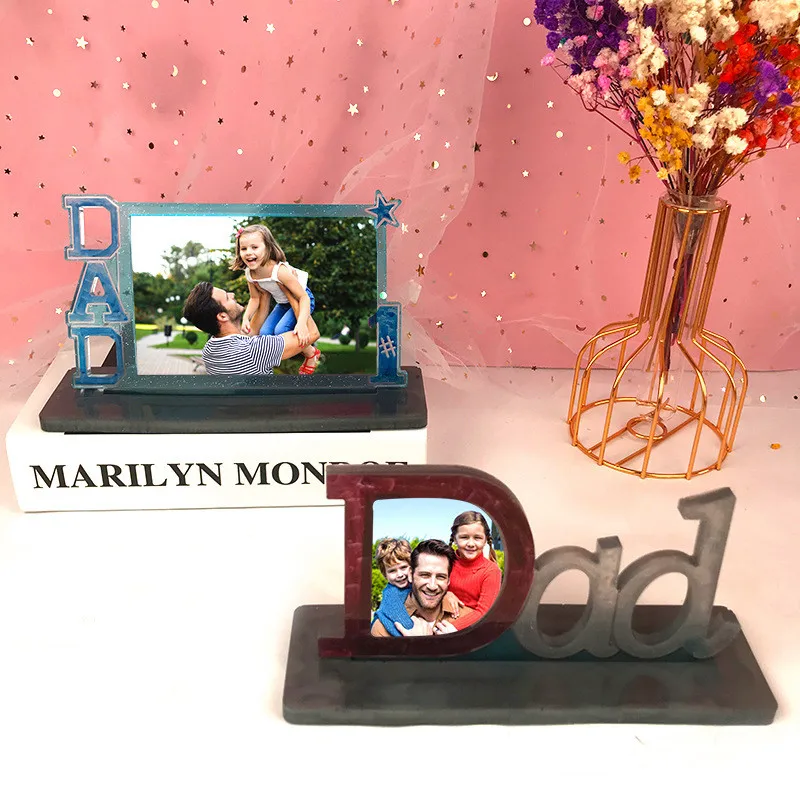 

LOVE'N LV558F Father's Day photo frame ornament silicone mould Diy DAD photo frame bracket epoxy mold for resin crafts wholesale