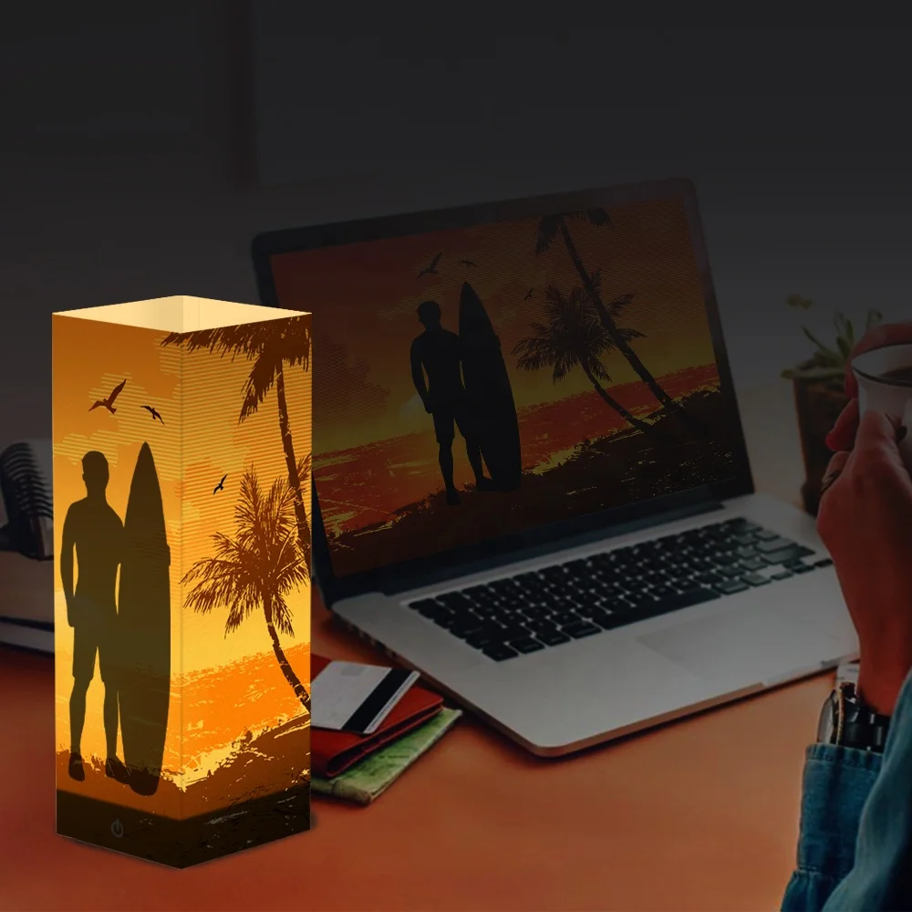 

FS-P1081 Free shipping surfing cost love 3d paper lamp night light for kids, Warm white