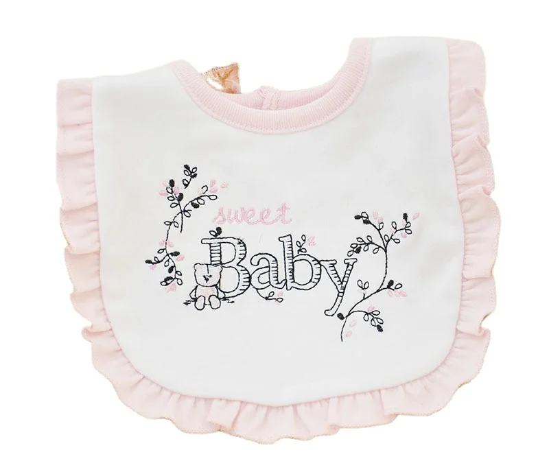 

Baby Lace Embroidered Bib Bib Girls Double Cotton Saliva Towel