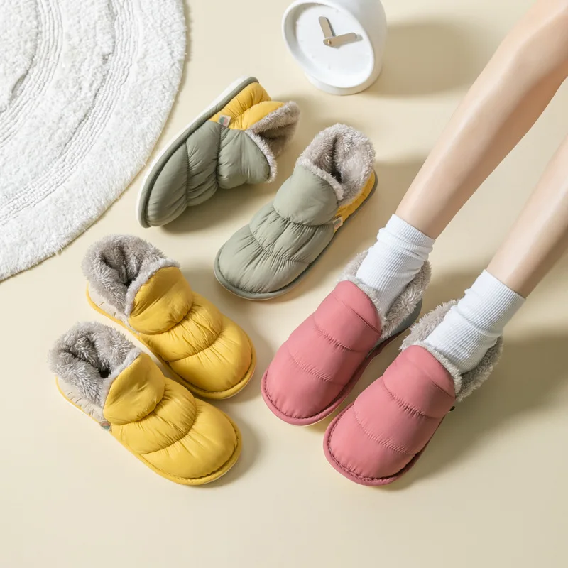 

Fabric plush cotton slippers winter non-slip couples home warm indoor slipper for pregnant woman fur women's slippers