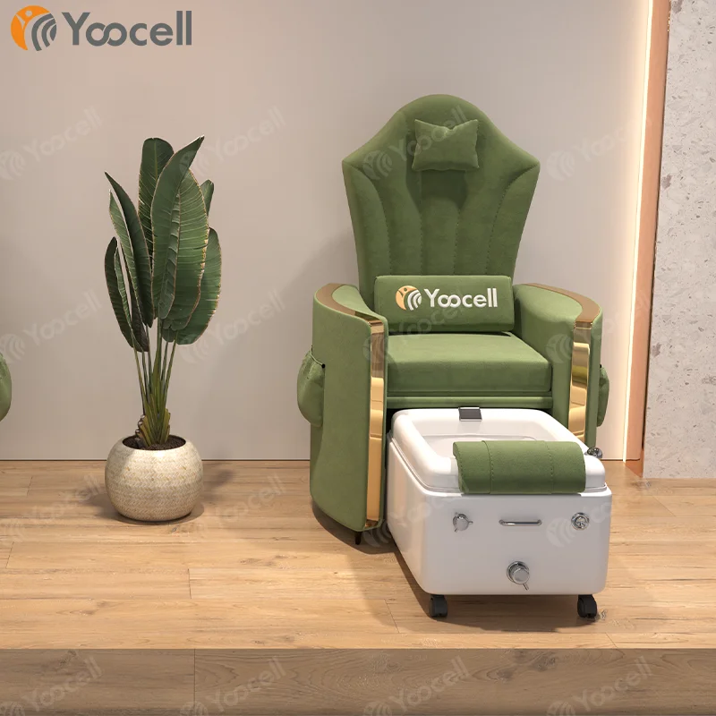 

Yoocell 2022 new luxury nail salon beauty furniture ceramic pedicure sink bowl foot spa massage pedicure basin chair