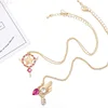 Japan's changeable little cherry Necklace bird's head star stick with water drill student decorative chain sweater chain