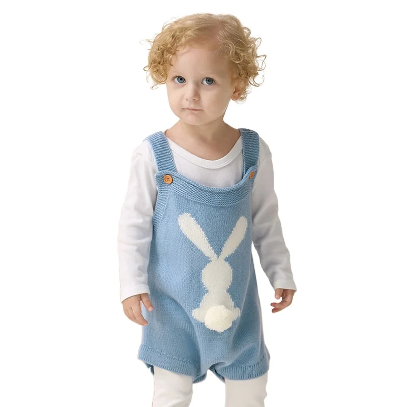 

Plain Color Sleeveless Suspender Jumpsuit Clothes Romper for Baby Girl Boy Infant Bodysuit with Cute Rabbit Pattern