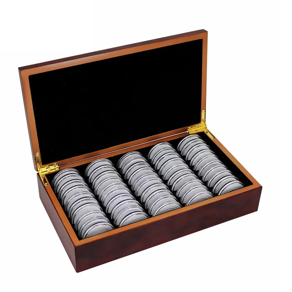50x Transparent Round Coins Holder Portable Storage Case Box Container Display 