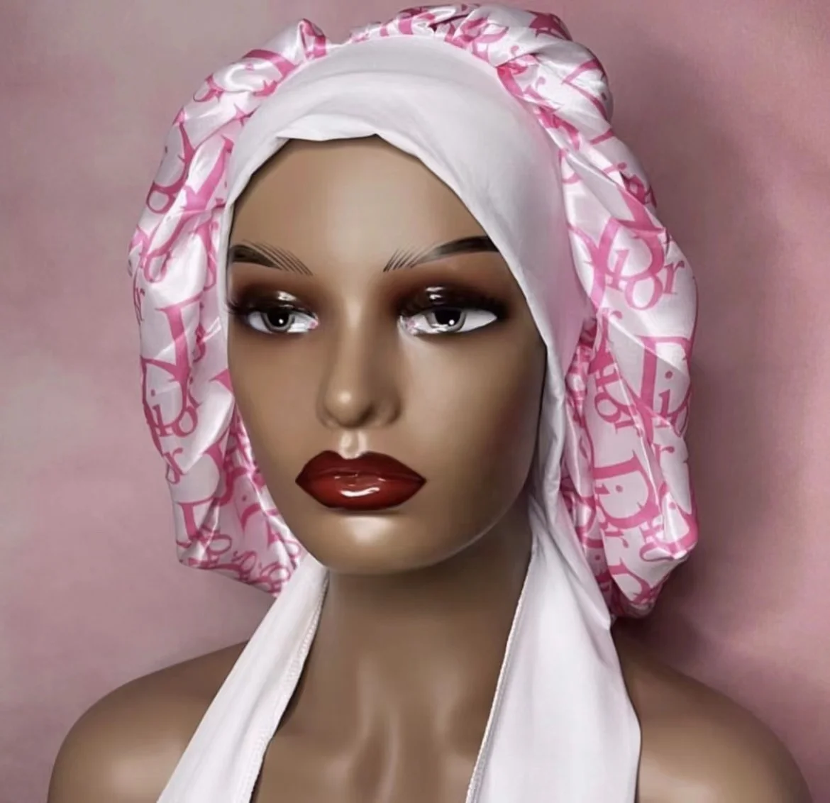 

free package Private Label Satin Bonnets With Ties Women Fashion Bonnets Satin Hair Wraps long elastic cotton band