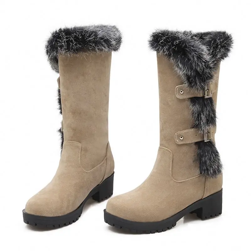 

Qibu High Quality Women Shoes Low Block Heel Knee High Long Boots Riding, As sku