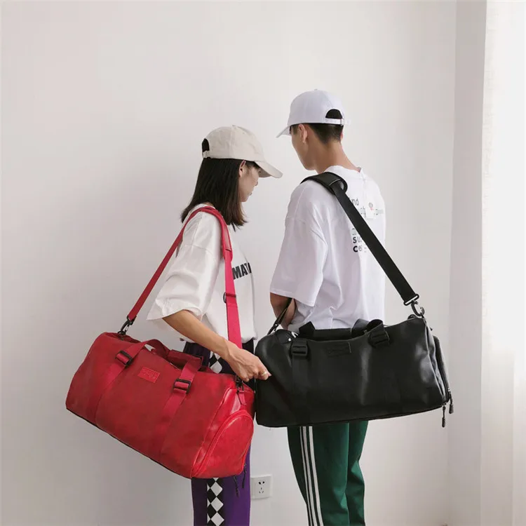 
custom personalised leather weekend durable designer pink duffle bag travel 