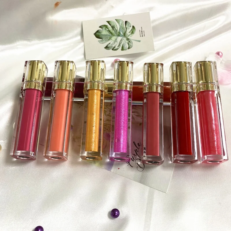 

Wholesale make your own brand glossy lipgloss colors high shiny vegan lipstick private label lip gloss