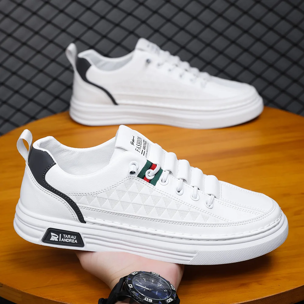 

Men's shoes thin breathable casual leather shoes board shoes fashion soft sole small white