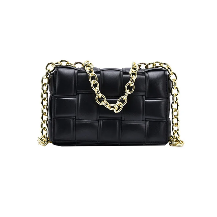

New Fashion Design Woven Soft Leather Chain Bag With Diagonal Shoulder Pillow Bag Trendy Female Handbag