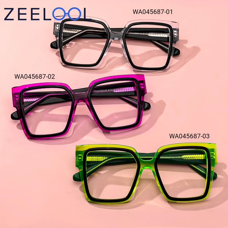 

2022 hot sale Zeelool Vooglam Brand Wholesale Rectangle women Acetate Frame OEM ODM gentlemen Eyeglasses Frame for couples