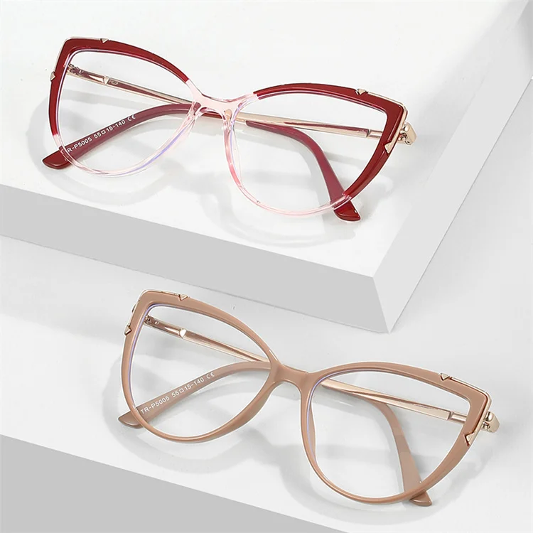 

2024 Custom Logo Metal TR90 Women Eye Glasses Anti Blue Light Eyeglasses Fashion Ladies Eyewear Wholesale Computer Glasses Frame