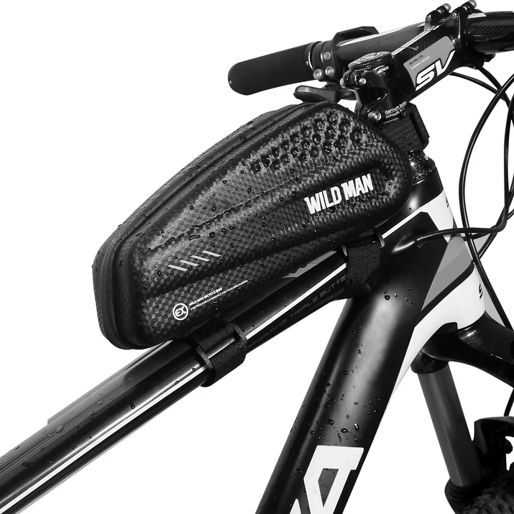 

WILDMAN Cycling Bike Bicycle Top Front Tube Bag Waterproof Frame Bag Big Capacity MTB Bicycle Pannier Case Bike Accessories, Black