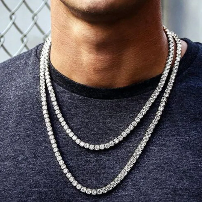 

Yale Jewelry Hip Hop Gold Plated 4MM Bling Diamond Cubic Zircon Iced Out Tennis Chain Necklace for Men
